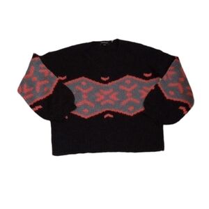 Repeat Womens Sweater Sz XXS Alpaca Wool Black Pink Oversized Warm Winter Fall